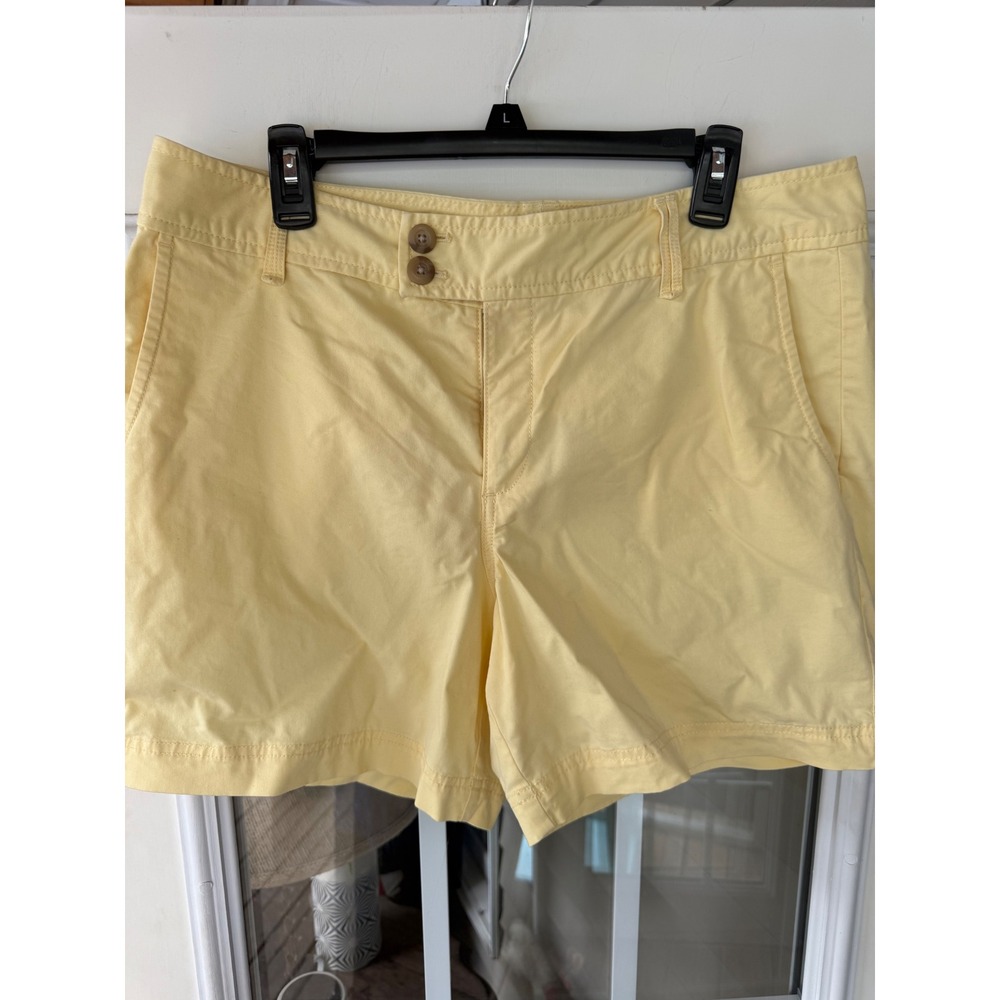 Eddie Bauer Wm Shorts Sz14 Yellow Mid Rise Pockets 100% Cotton Gorpcore Outdoor